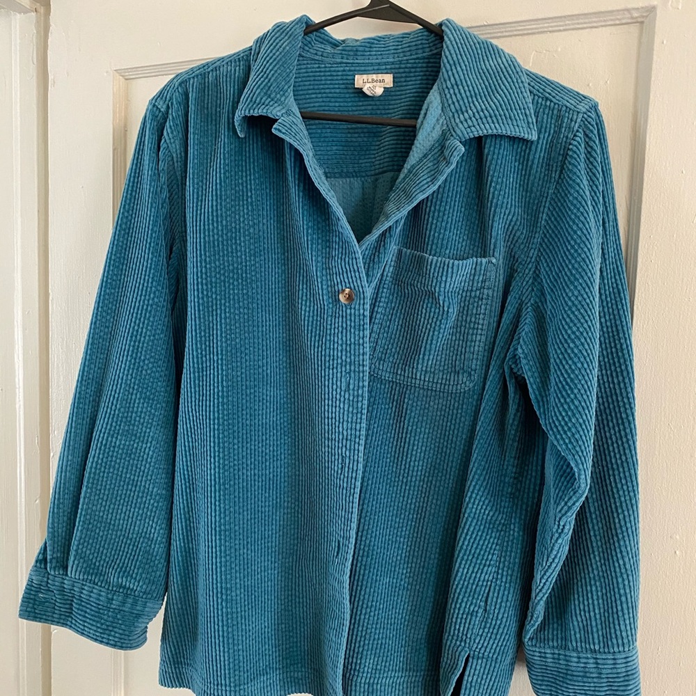 teal LL Bean corduroy button down